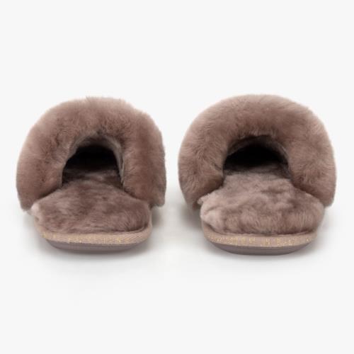 Ladies Poppy Open Toe Sheepskin Slider Coffee Extra Image 6